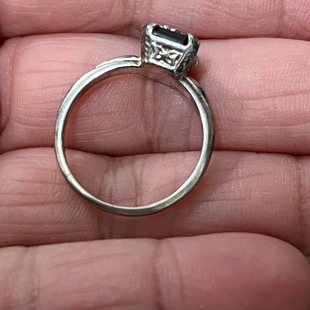Black onyx art deco inspired sterling Silver Ring Size 8 - Picture 11 of 12